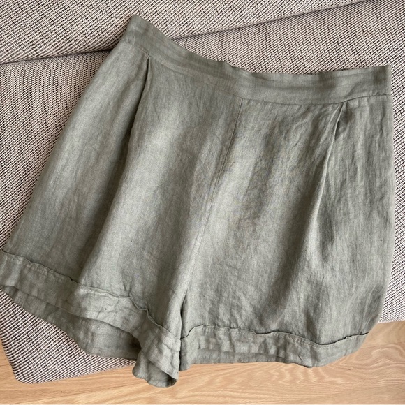 Suzy D London NWT 100% Linen Longline Shorts in Khaki size Large - Picture 2 of 10
